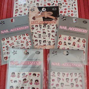NEW! Set 7 Betty Boop Nail Decals/Stickers *SHIPPING INCLUDED!